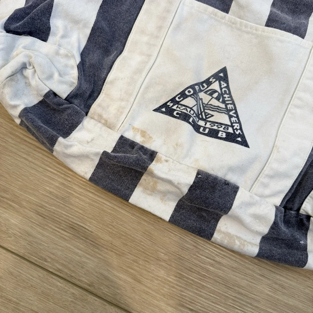 Vintage 1998 Scopus Achievers Club Striped Zip Tote Beach Bag Kauai 90s VTG Bag